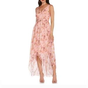 Adrianna Papell Dress Women Pink Tie High To Low Hem  Maxie Sz8 Y2k Beachy NWOT